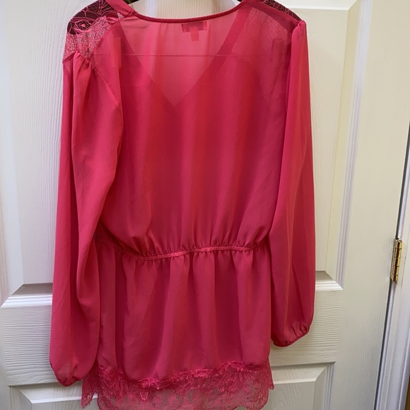 Charming Charlie Pink Flowy Sheer Top - Picture 3 of 4